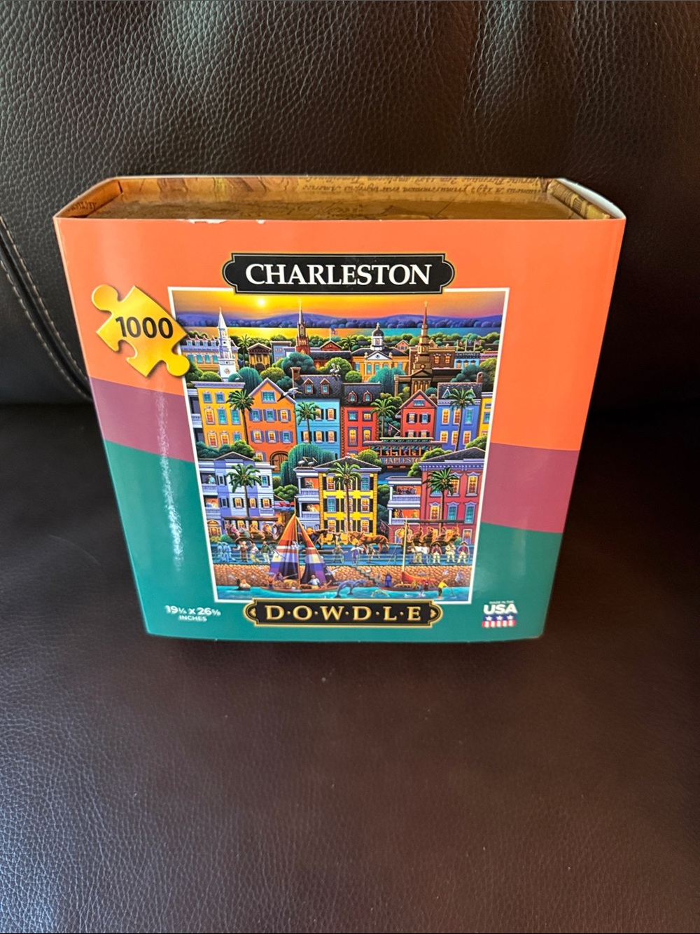 Charleston /Dowdle Style Jigsaw Puzzle Pieces in Decorative Box - with poster